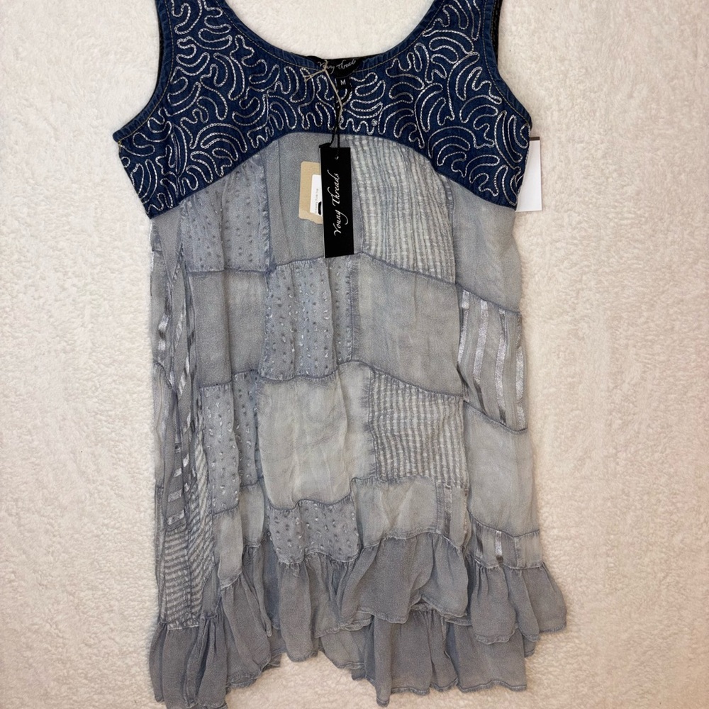 NWT "Dream Tank" Boho Young Threads sleeveless tunic or mini dress Size Medium
